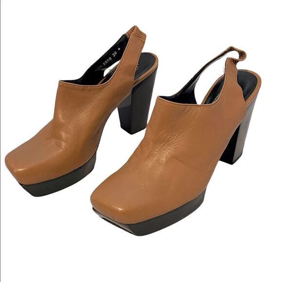 Rich Caramel Sexy Slingback Platform Pumps by Robert Clergerie of Paris Size 9.5 - Picture 2 of 12